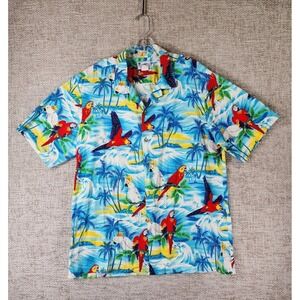 Hawaii VTG Parrot Hawaiian Shirt Mens XL Colorful Short Sleeve Cotton USA